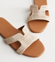 New Look Off White Woven Strap Mule Sliders